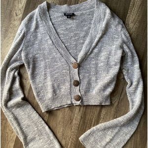 A.N.A cropped wooden button down cardigan